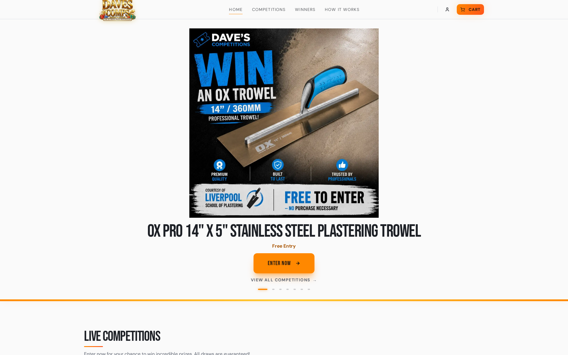 Screenshot of Dave's Competitions website