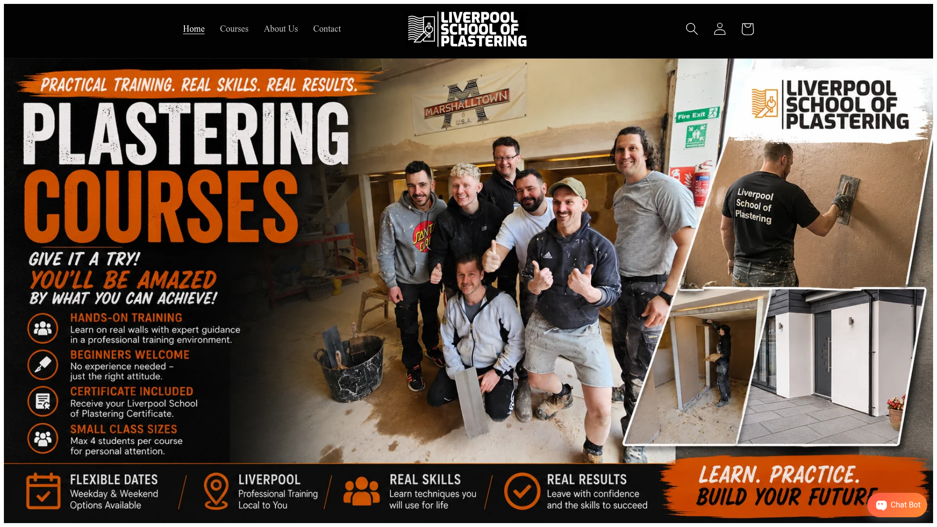 Screenshot of Liverpool School of Plastering website